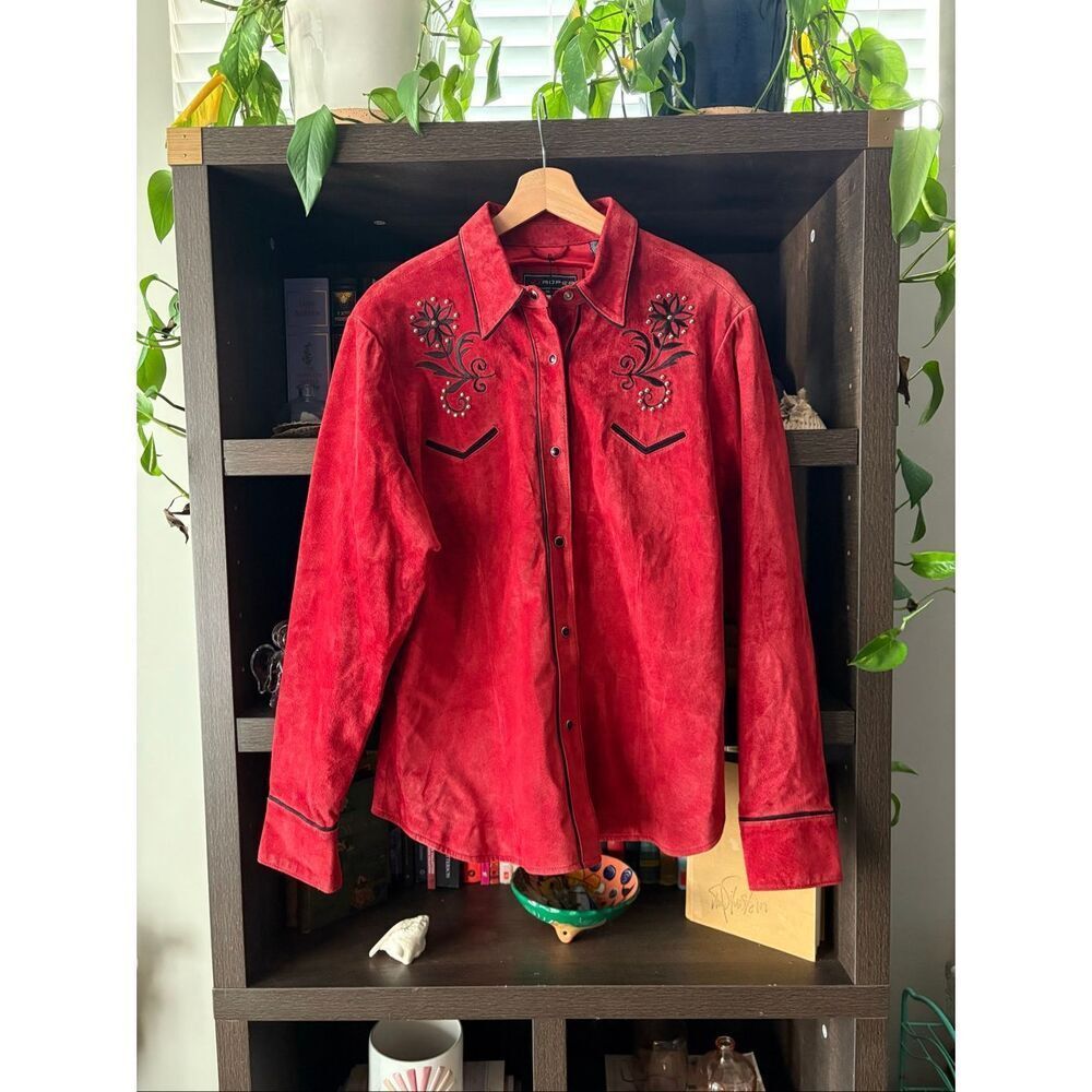 NWT Roper Western Wear Red & Black Leather Jacket Women’s Size XL